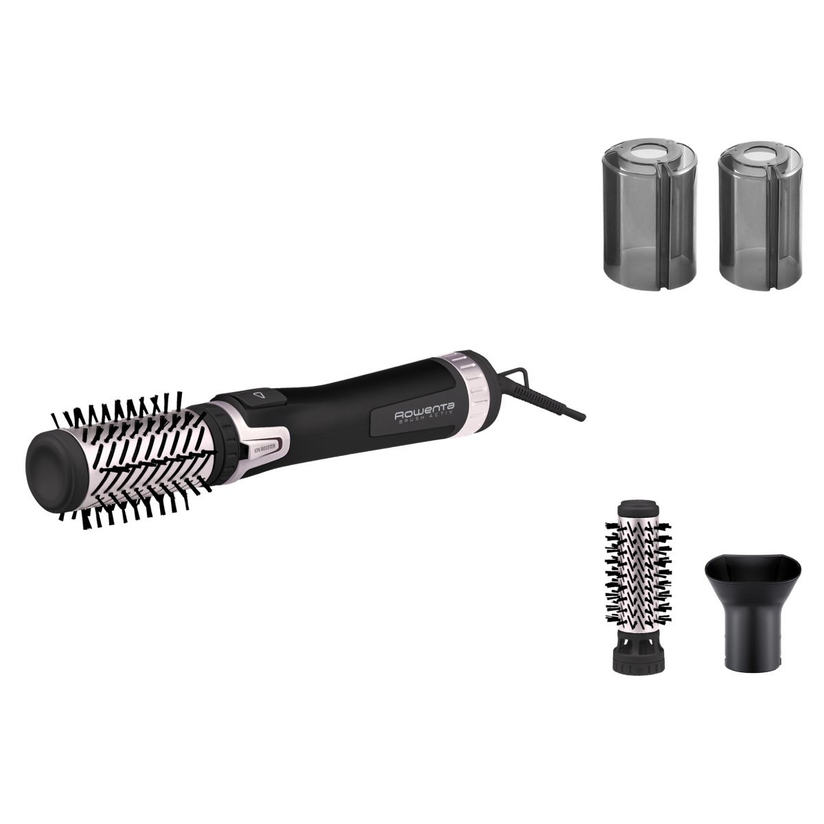 Perie rotativa Rowenta Brush Activ' Dry & Style CF9550F0 1000 W generator de ioni jet de aer rece inel de agatare negru