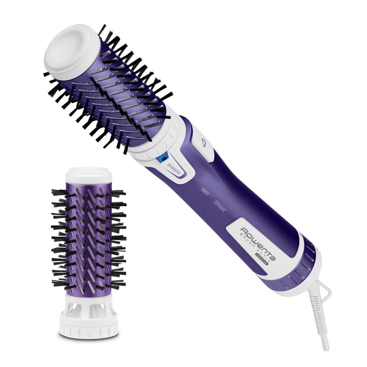 Perie rotativă Rowenta Brush Activ' Volume&Shine 2 CF9530F0 1000W 2 setări de temperatură si viteză ionizare 2 perii înveliş ceramic mov