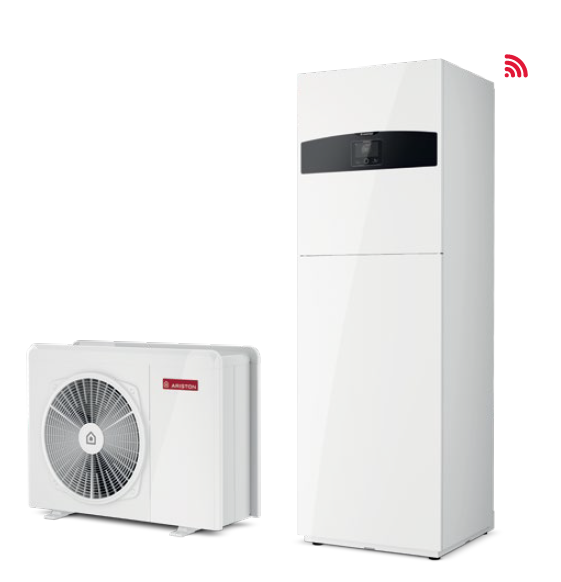 Pompa de Caldura Aer-Apa Inverter Monobloc Ariston Nimbus Compact 80 M NET, 8 kW, A+++, Incalzire, Racire si A.c.m, cu boiler 180 l incorporat si anod Mg, unitate externa cu schimbator Inox, compresor dublu rotativ, MONOFAZAT