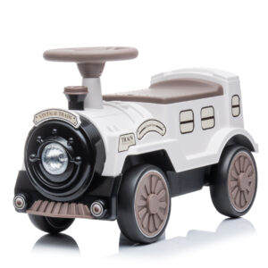 Premergator trenulet, Kinderplay Vintage Train, pentru copii, 18-30 luni, roti EVA, alb