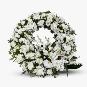 Corona funerara cu orhidee, cale si hortensii