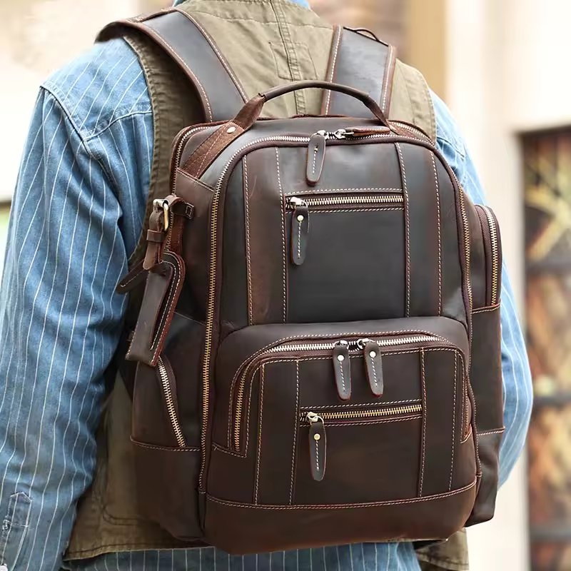 Rucsac pentru barbati, Eiran GT3333, piele naturala, Maro inchis - Image 2