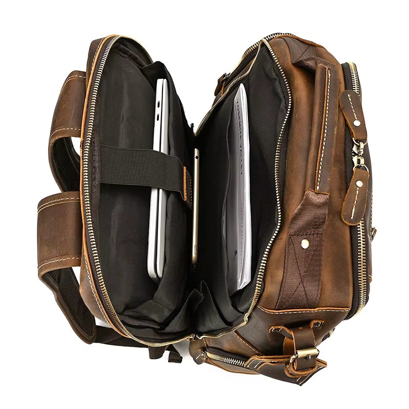 Rucsac pentru barbati, Eiran GT3333, piele naturala, Maro inchis - Image 5