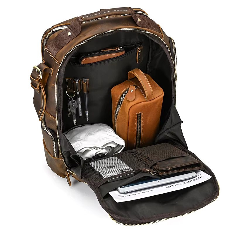 Rucsac pentru barbati, Eiran GT3333, piele naturala, Maro inchis - Image 6