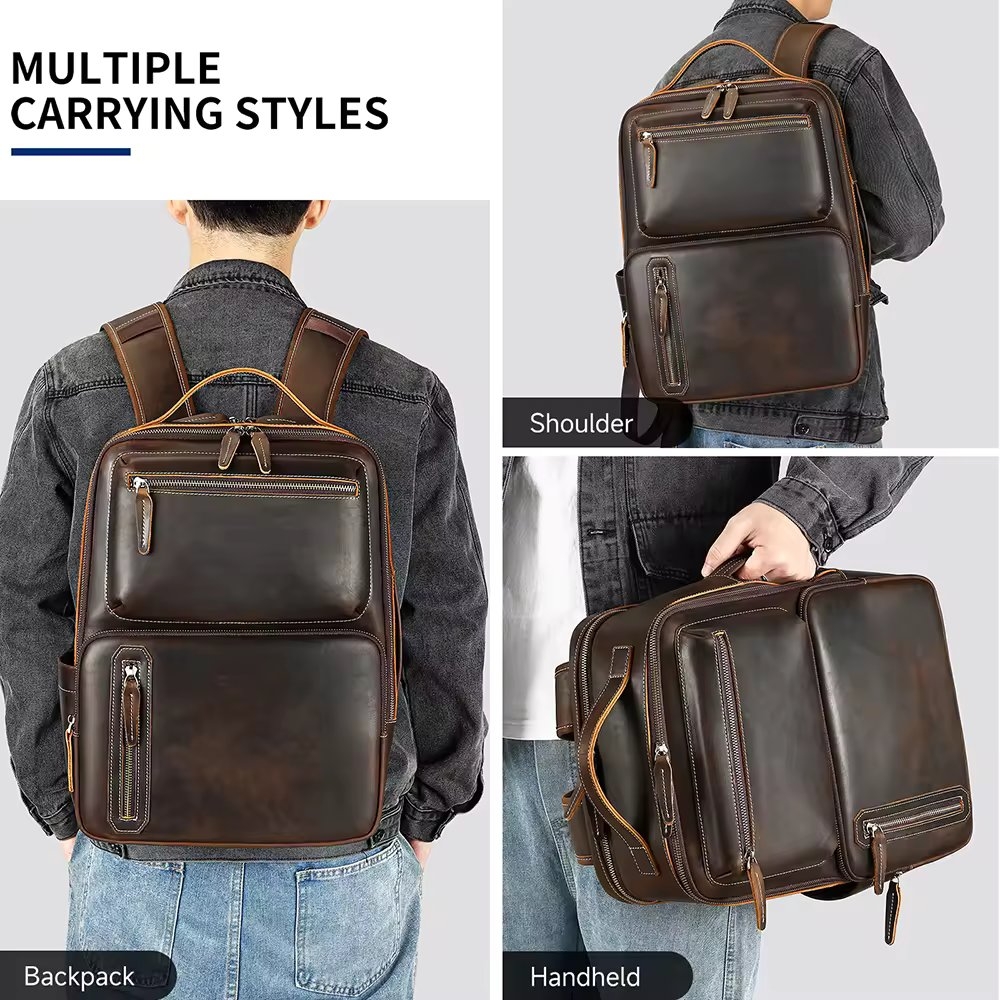 Rucsac pentru barbati, Mael GT3327, piele naturala, Maro - Image 2