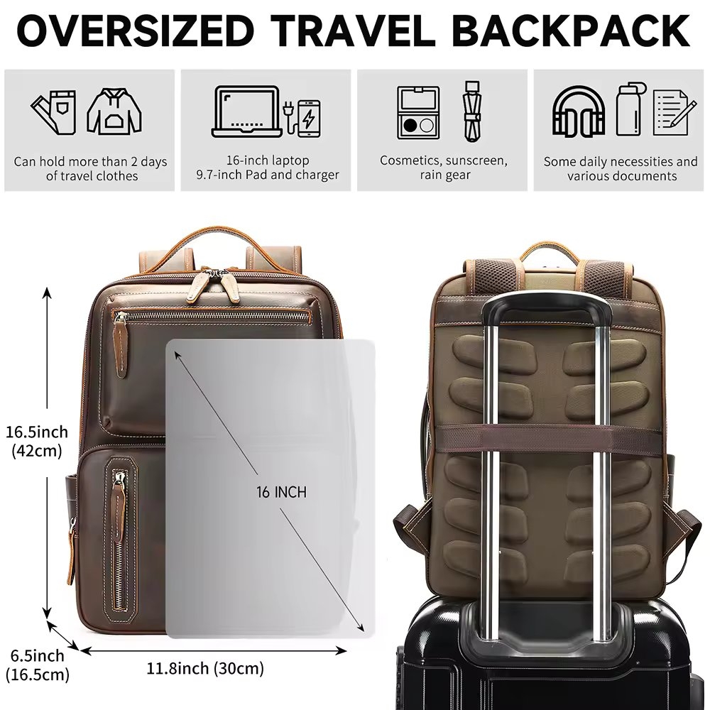 Rucsac pentru barbati, Mael GT3327, piele naturala, Maro - Image 5
