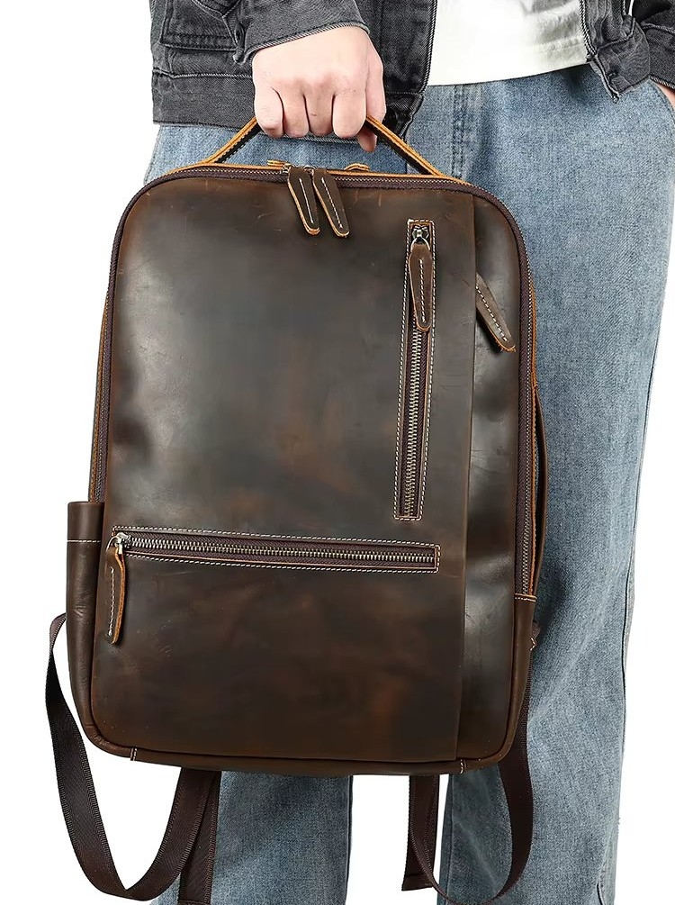 Rucsac pentru barbati, Zadiel GT3317, piele naturala, Maro - Image 2