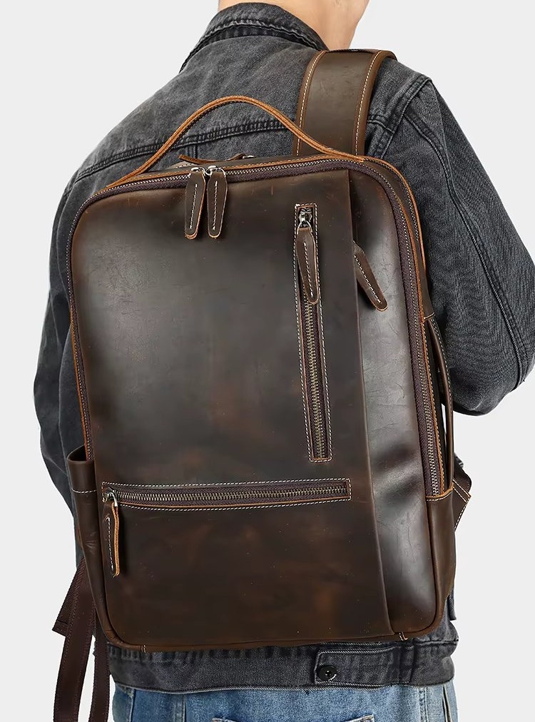 Rucsac pentru barbati, Zadiel GT3317, piele naturala, Maro - Image 3