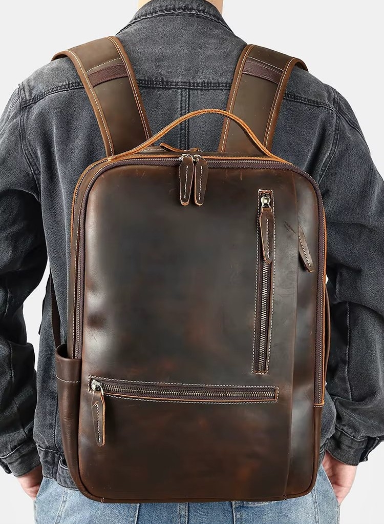 Rucsac pentru barbati, Zadiel GT3317, piele naturala, Maro - Image 4