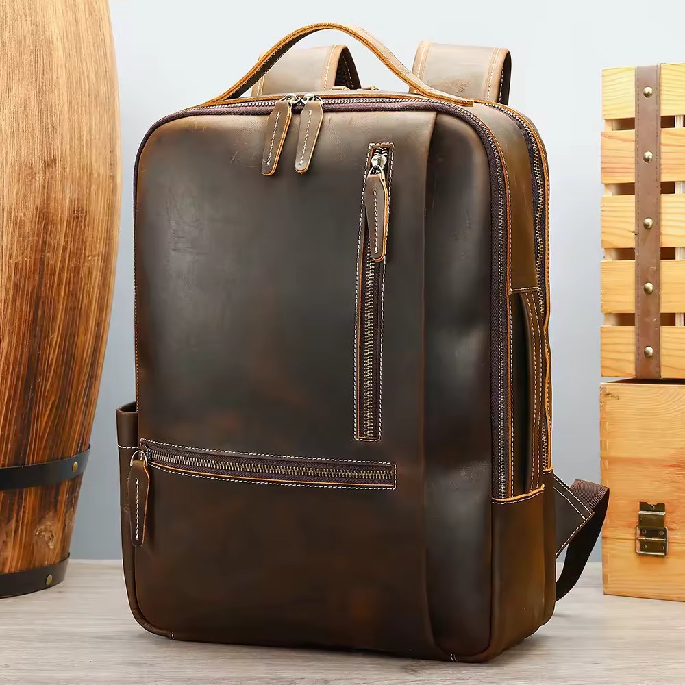 Rucsac pentru barbati, Zadiel GT3317, piele naturala, Maro - Image 5