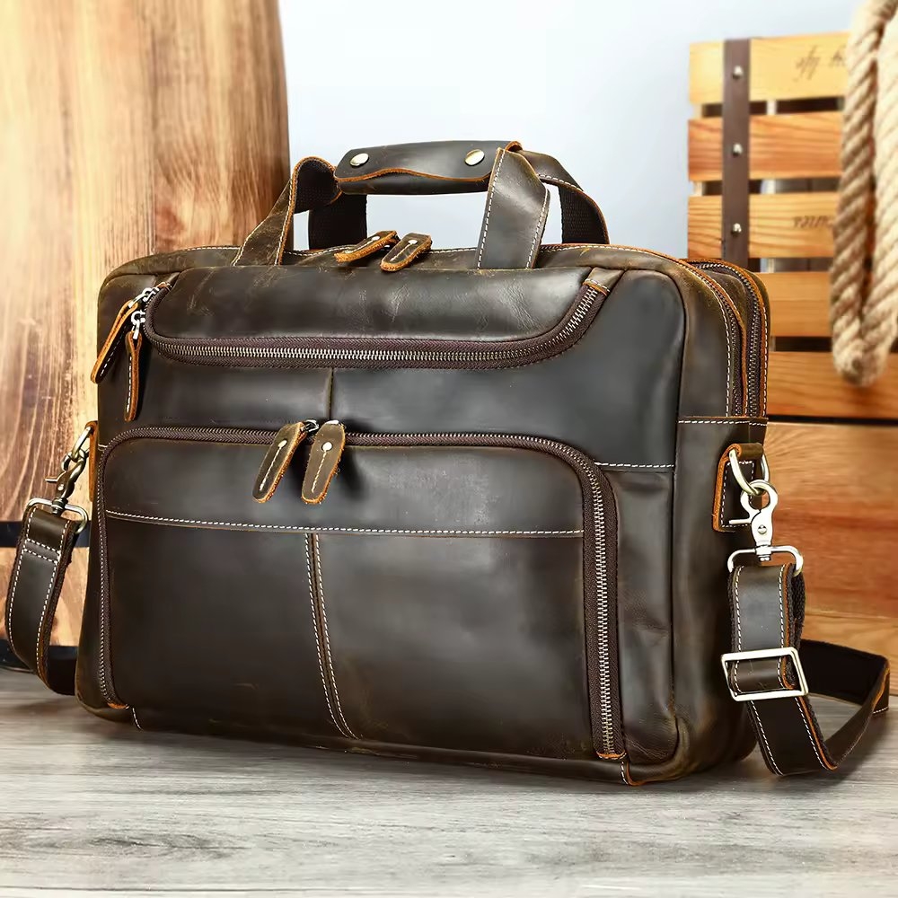 Servieta pentru barbati, Tavian GT3289, piele naturala, Maro - Image 6