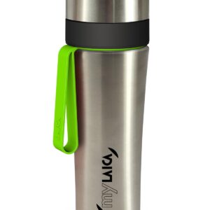 Sticlă filtrantă Sport myLaica, Inox, 0,55 litri, portabilă, Verde, filtru Fast Disk