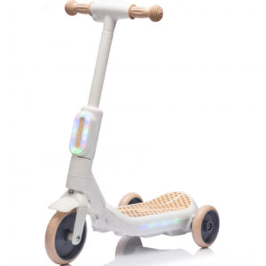 Trotineta electrica cu aburi si lumini pentru copii, cu 3 roti, stabila, Kinderauto Aquamist, 30W, 6V 4.5Ah, alba