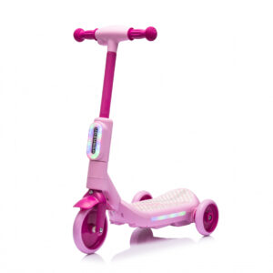 Trotineta electrica cu aburi si lumini pentru copii, cu 3 roti, stabila, Kinderauto Aquamist, 30W, 6V 4.5Ah, roz