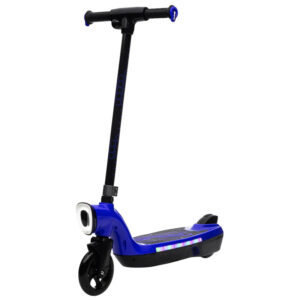Trotineta electrica Kinderplay, pentru copii de peste 6 ani, 45W, 12V, lumini, roti moi din spuma, albastra