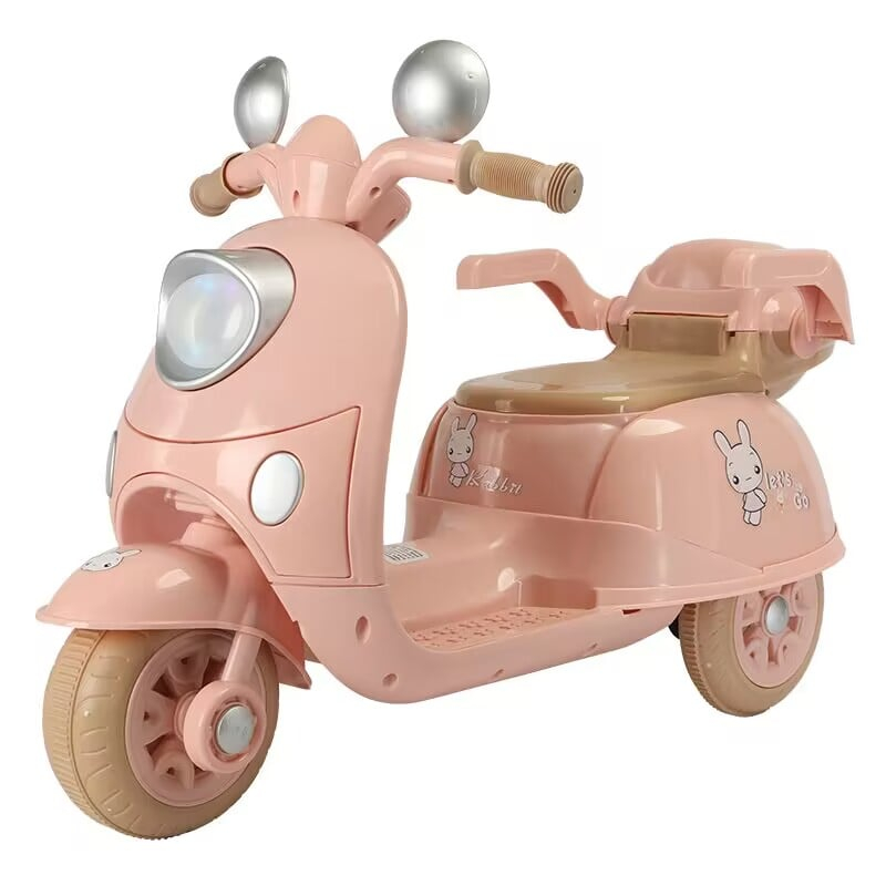 Trotineta electrica pentru copii intre 3 si 5 ani, Kinderplay Bunny 40W 6V, Roz Pal