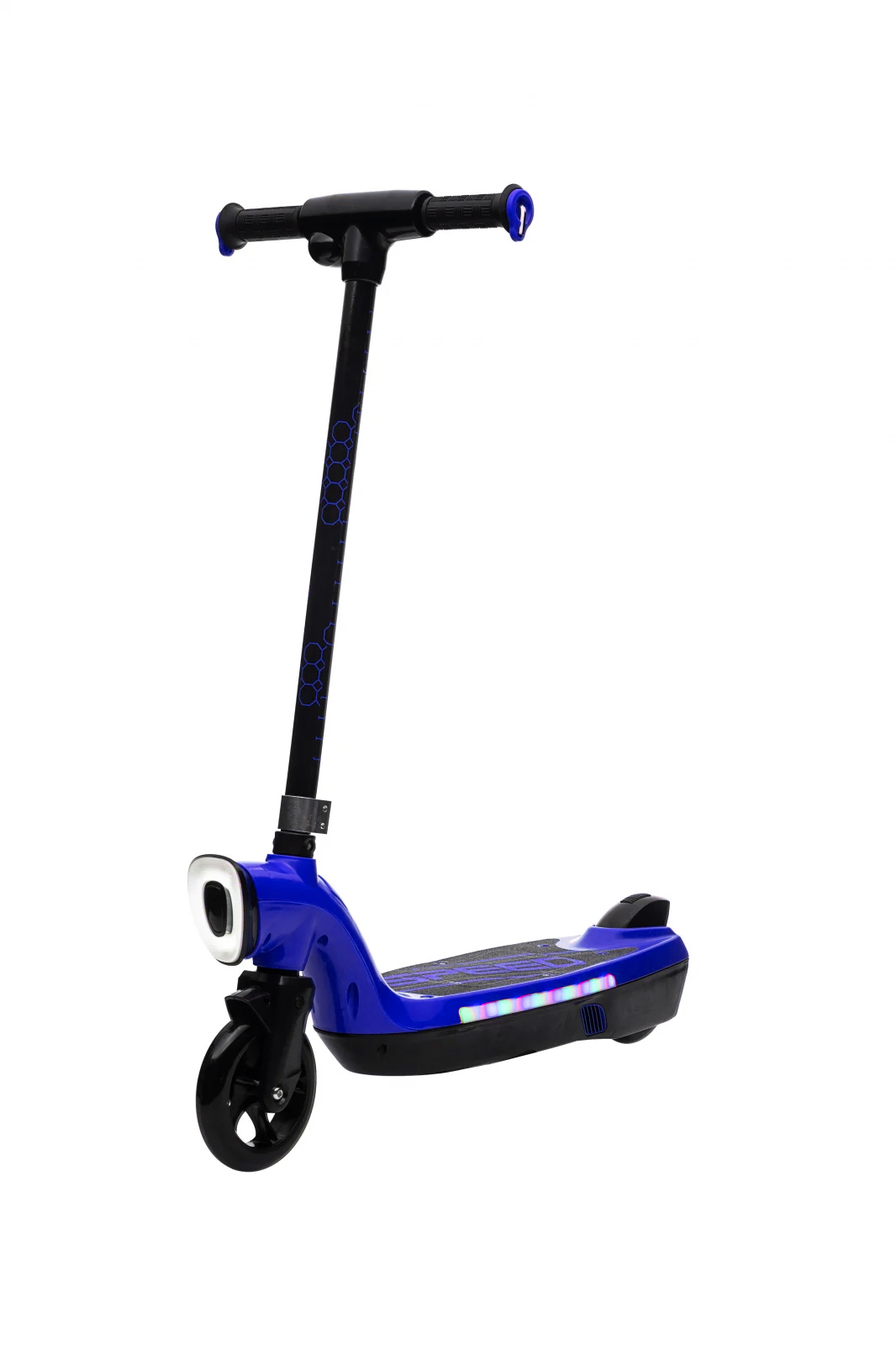 Trotineta electrica pentru copii Kinderauto BJKL168, 45W, 12V 7Ah, lumini ambientale, roti moi, albastra