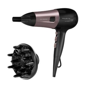 Uscator de par Rowenta PowerLine CV5940F0  2400W  functie Effiwats  invelis cashmere keratin  tehnologie Ionic booster  negru/roz