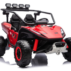 UTV electric pentru 2 copii Kinderauto Vector V2 Dune-Buggy, 220W, 12V, roti moi, scaun tapitat, echipat premium, rosu