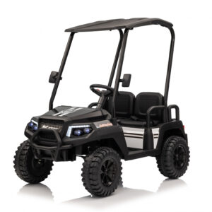 UTV electric pentru copii Kinderauto Golf-Kart, cu 4 locuri, 400W, 24V 7Ah, amortizoare, roti moi EVA, music player, negru
