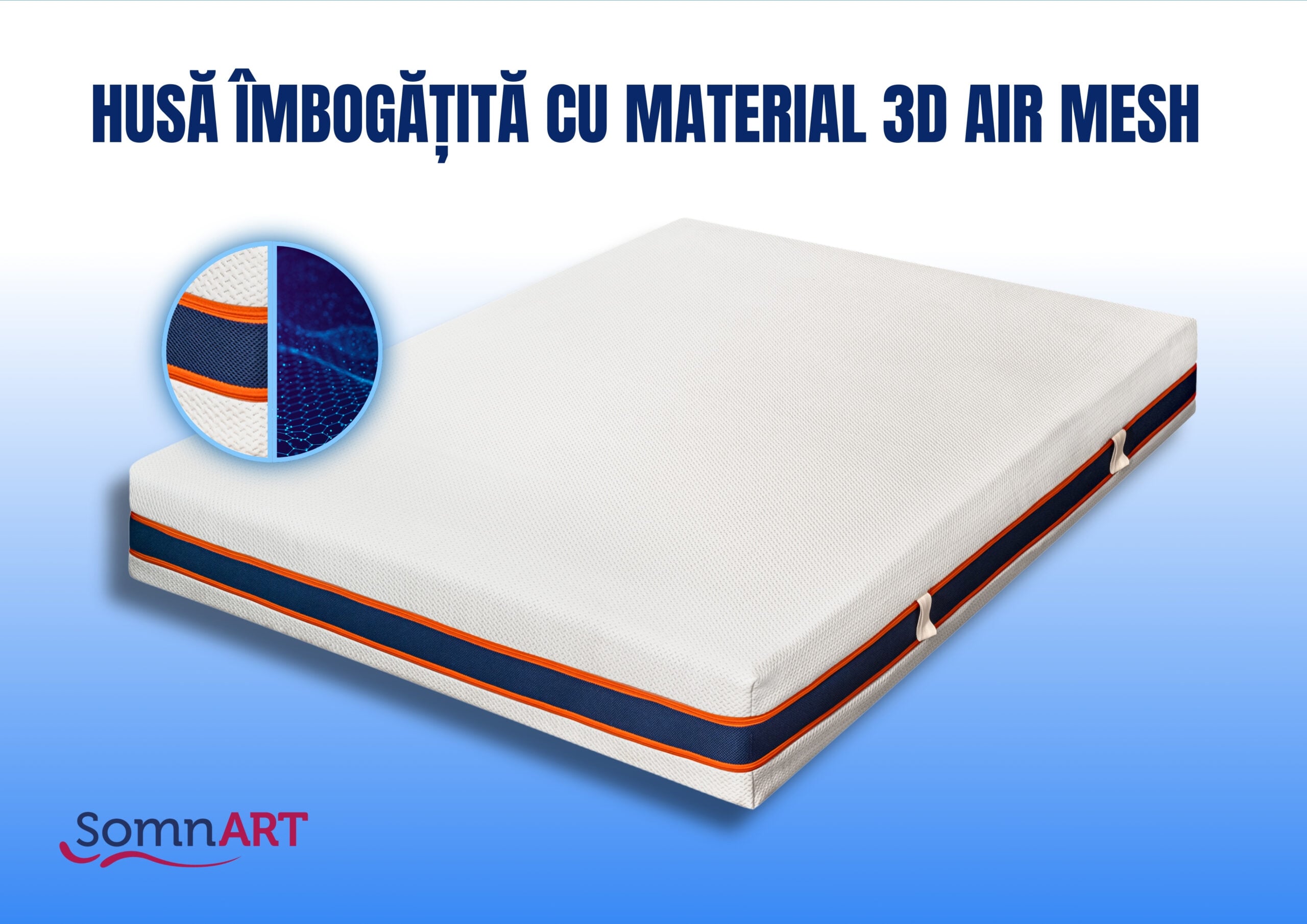 Saltea cu memorie și arcuri individuale Somnexpert AirCool HD Pocket Spring 140x200, înălțime 24 cm, husă detașabilă, fermitate medie - Image 5