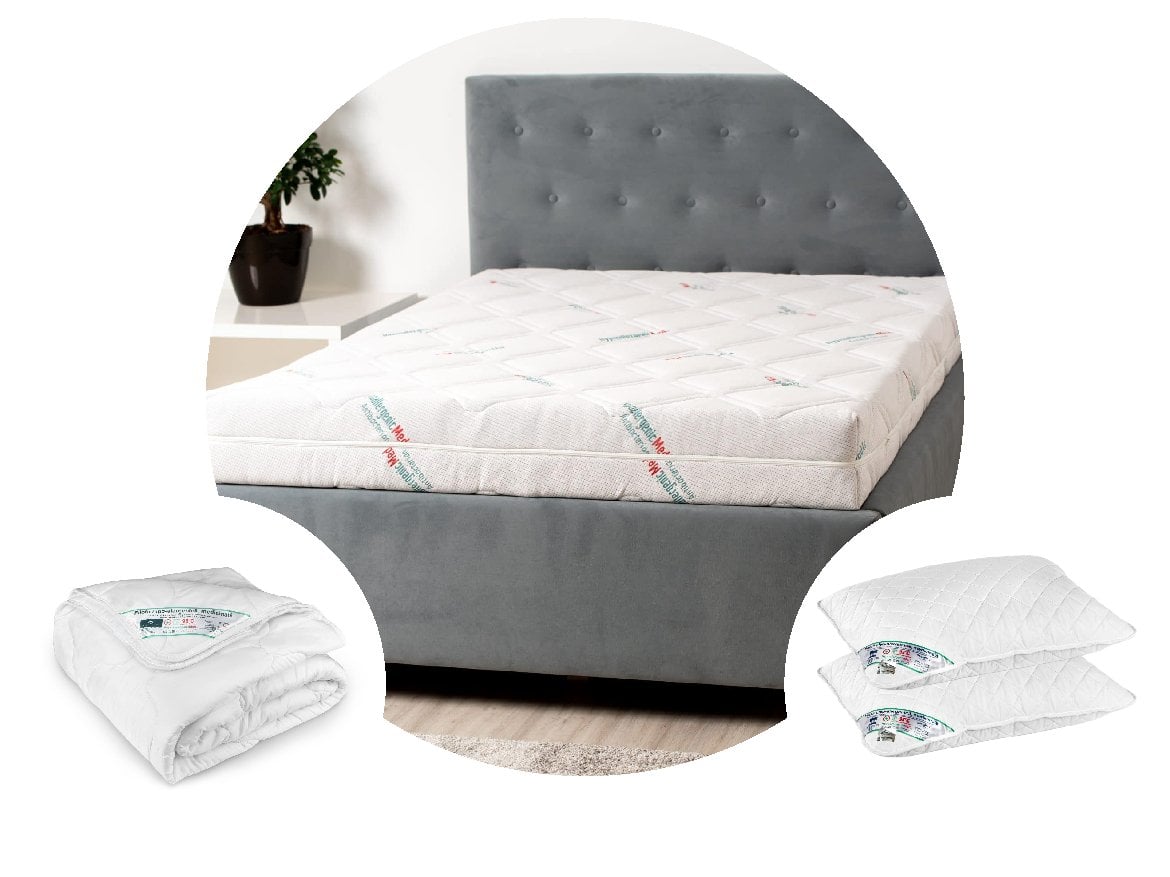 Pachet 1 Saltea HypoallergenicMed Antibacteria SomnART 160x200x18 cm + Pilota HypoallergenicMed 200x220 + 2 perne 50x70