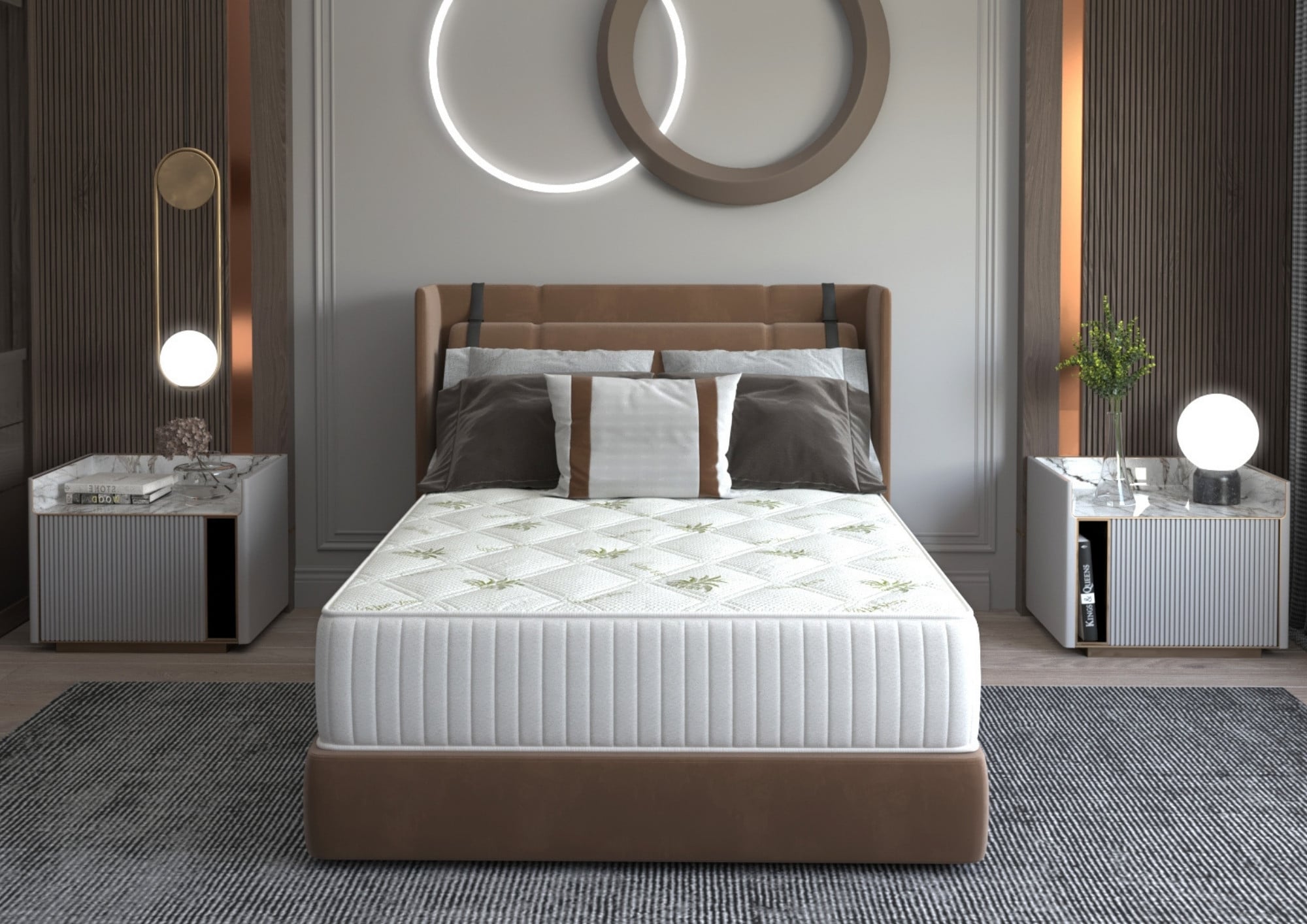 Saltea cu memorie Somnart Memory Ultimate 200x200, înălțime 24 cm, husă cu Aloe Vera, cu mânere, fermitate mare