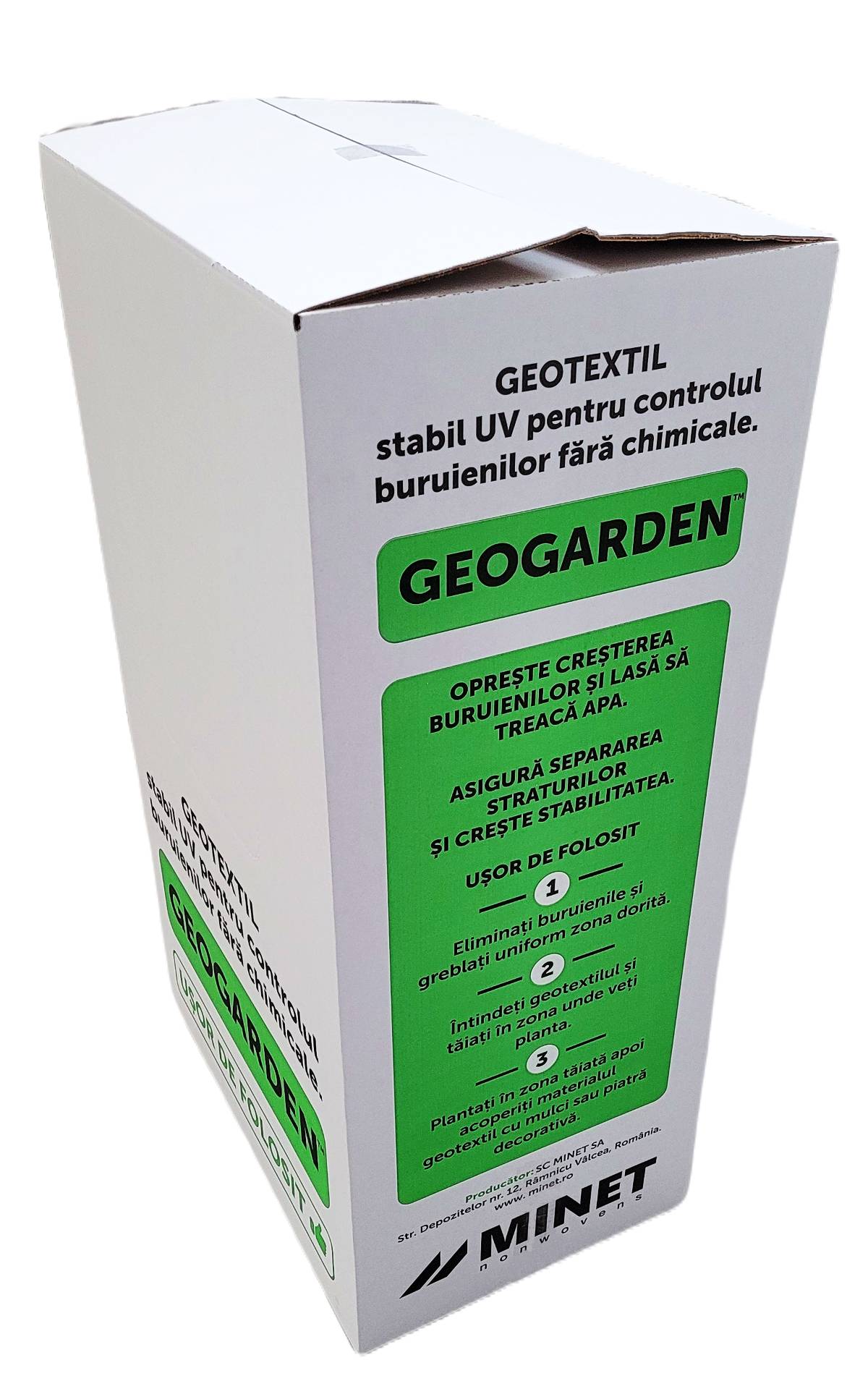 Bax 24 role Folie membrana geotextil agrotextil Geogarden, 100gr/mp, latime 1 m, lungime 12m/rola, suprafata 12mp/rola, suprafata totala 288 mp, negru - Image 4