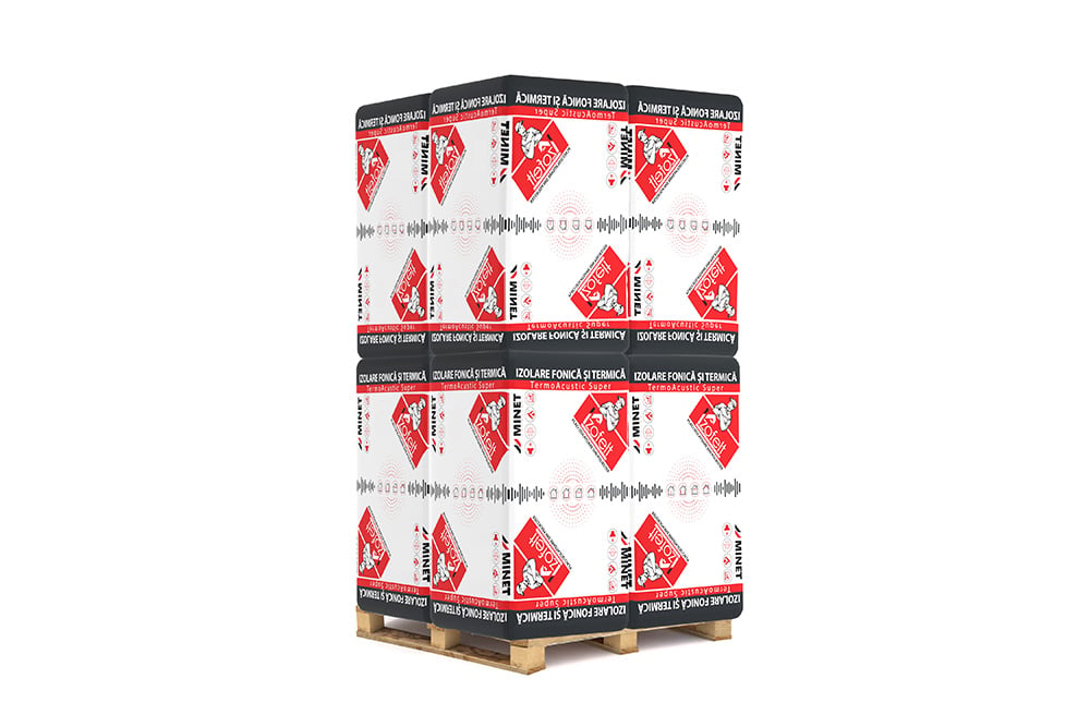 Placi izolatoare din poliester Izofelt TermoAcustic, izolare fonica/termica, 1000 x 600 x 100 mm, palet - 8 pachete, 28.8 m2