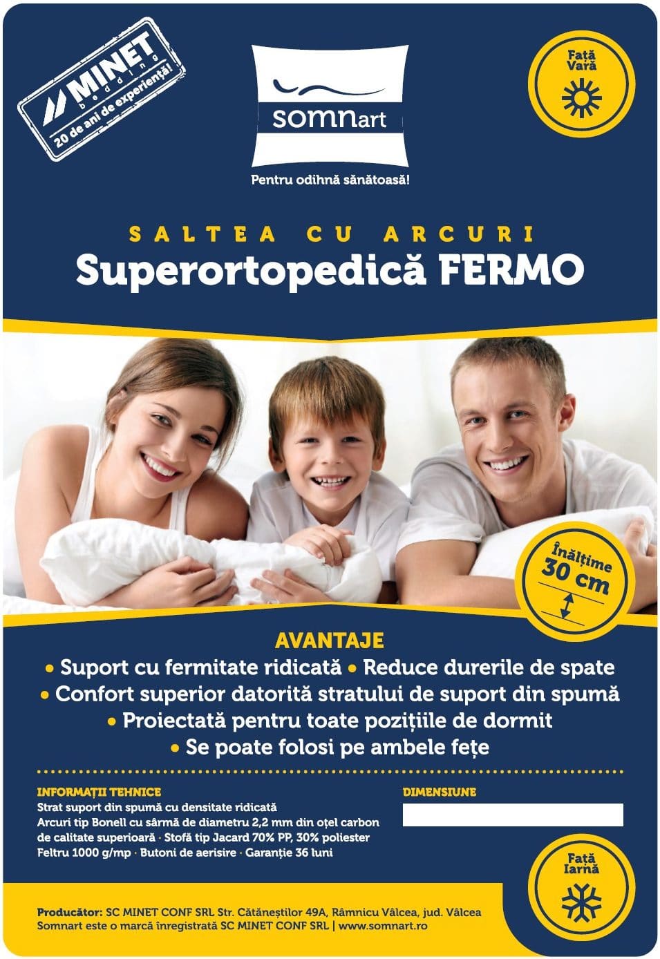 Saltea cu arcuri SomnART FERMO 140x200, înălțime 30 cm, superortopedica, husă matlasată, duritate ferma - Image 12