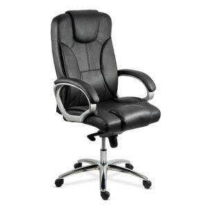 Scaun directorial din piele naturală cu bază metalică OFF 5860 negru