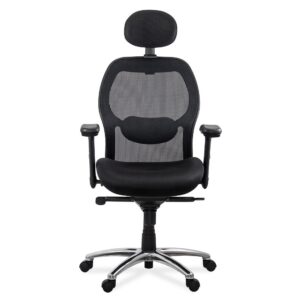 Scaun de birou ergonomic rezistent 150 kg cu suport lombar si cotiere reglabile SYYT 9513 negru