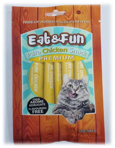 Eat&Fun Recompense Pisica Sos Pure Chicken 70 G / 5 Buc