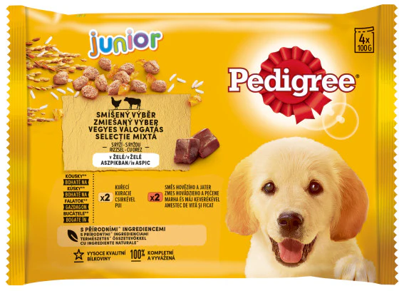 Pedigree Plic Junior Pui/Vita/Ficat in Aspic 4×100 g