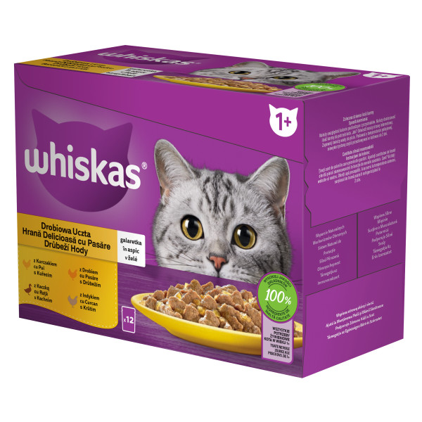 Whiskas Plic Adult Cu Carne Pui/Rata/Pasare/Curcan 12×85 G