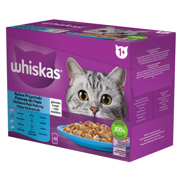 Whiskas Plic Adult Selectii Somon/Ton/Cod/Peste Carne Alba 12×85 G