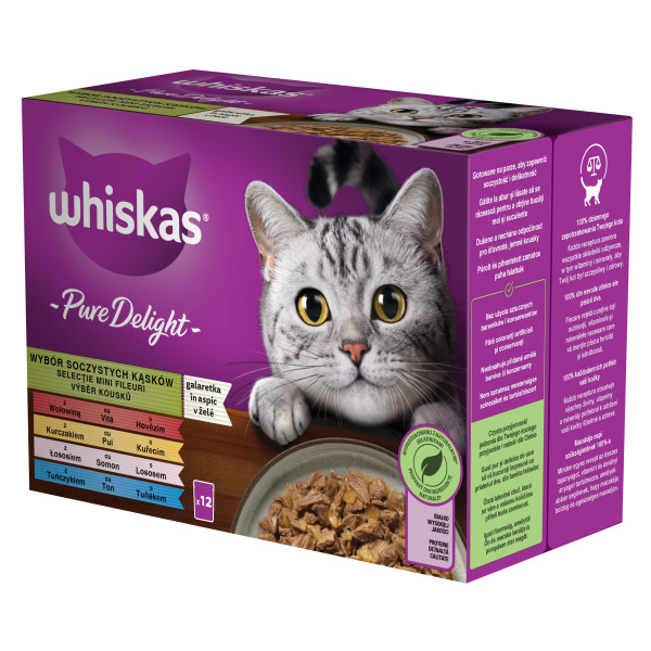 Whiskas Plic Pur Delight Vita/Pui/Somon/Ton 12×85 G