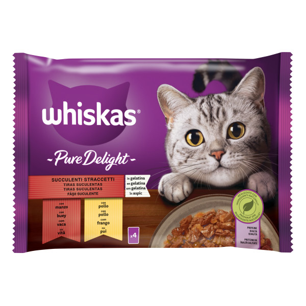 Whiskas Plic Pure Delight Adult Selectii Clasice Sos In Carne 4×85 G
