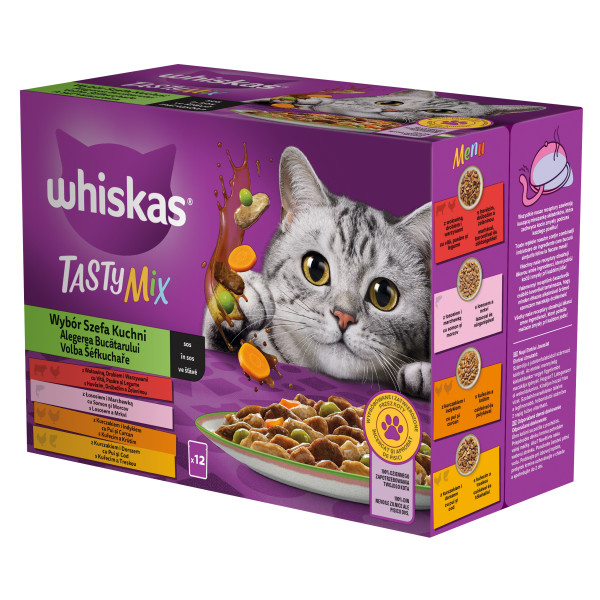 Whiskas Plic Tasty Mix Meniu Cremos Pui/Legume/Miel/Curcan 12×85 G