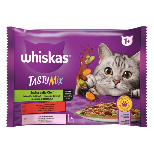 Whiskas Plic Tasty Mix Miel/Curcan In Sos 4×85 G