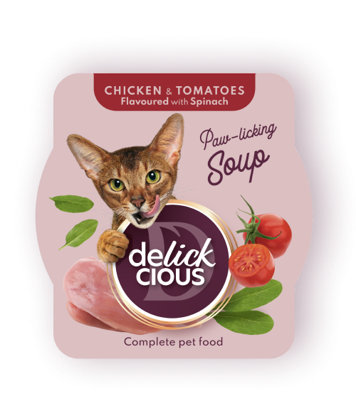 Delickcious Pisica Plic Supa Pui Cu Rosii Si Spanac 80 g