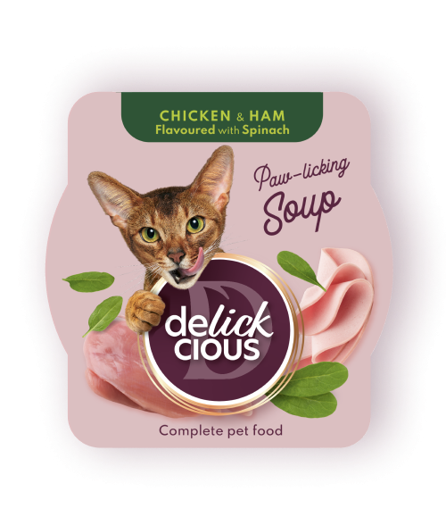 Delickcious Pisica Plic Supa Pui Cu Sunca Si Spanac 80 g