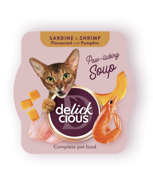 Delickcious Pisica Plic Supa Sardine Cu Creveti Si Dovleac 80 g