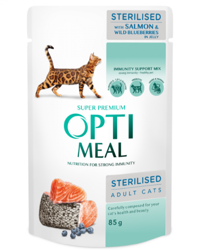 Optimeal Pisica Plic Sterilised Somon 85 G